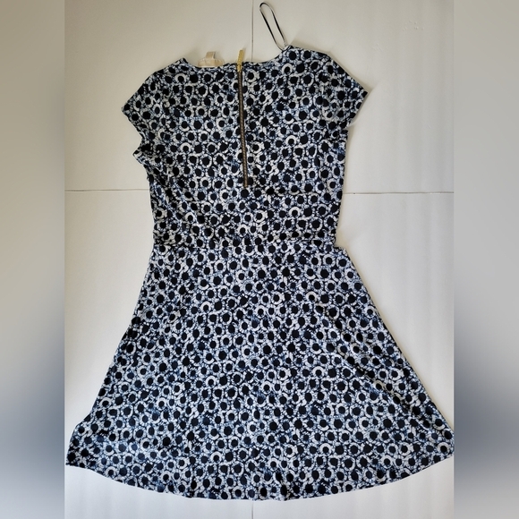 Michael Kors Navy Blue Polka Dot Sunburst Career Wear Office Short Sleeve Dress - Picture 2 of 9